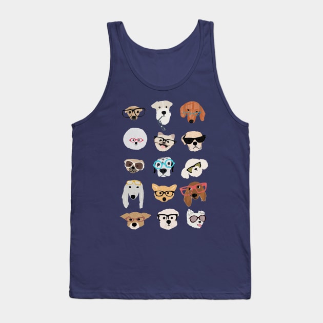 Dogs in Glasses Tank Top by Hanna Melin